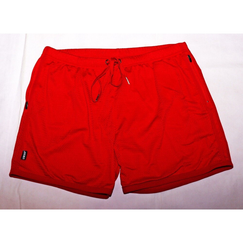 Woof Clothing Men’s Athletic Mesh Shorts Red w/ Red Piping - Size XL
